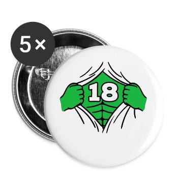 18. Geburtstag Volljährig Geburtstagskind Lustig - Buttons groß 56 mm (5er Pack) - Weiß - Vorne