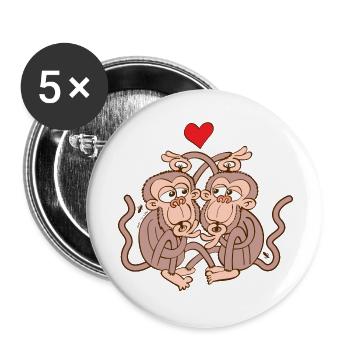 Monkeys Eating Lice and Falling in Love - Buttons large 2.2''/56 mm (5-pack) - white - Front