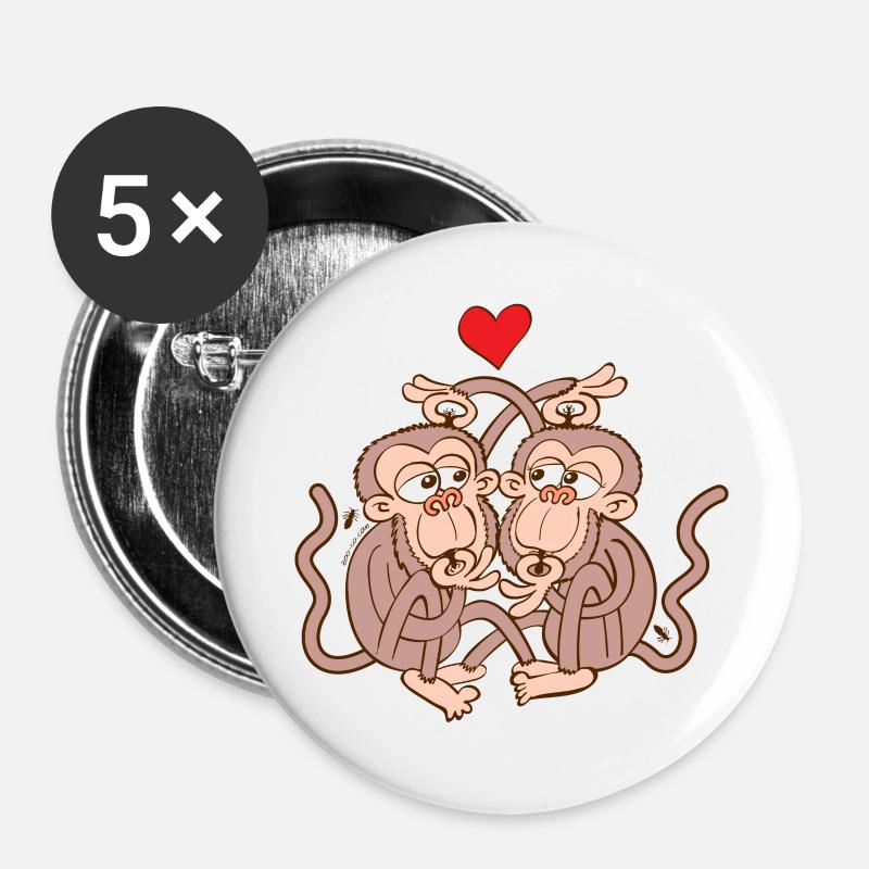 Monkeys Eating Lice and Falling in Love - Buttons large 2.2''/56 mm (5-pack) - white