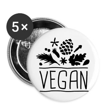 vegan - Lot de 5 grands badges (56 mm) - blanc - Devant