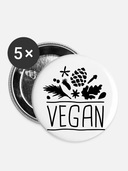vegan - Buttons groß 56 mm (5er Pack) - Weiß