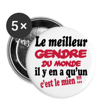 Le meilleur gendre du monde c'est le mien !! - Lot de 5 grands badges (56 mm) - blanc - Devant