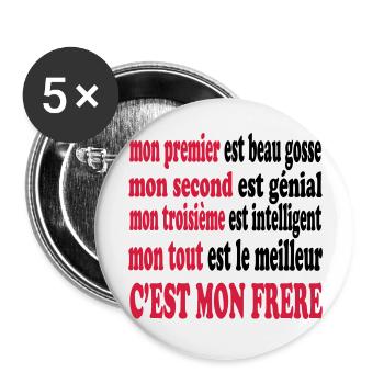 Mon frère est beau - Buttons large 2.2''/56 mm (5-pack) - white - Front