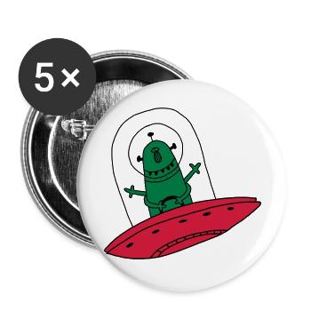 UFO Ovni Fusée Martien Enfant Naissance bébé - Lot de 5 grands badges (56 mm) - blanc - Devant
