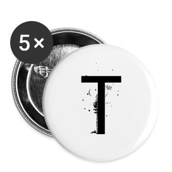 Letter T - Buttons large 2.2''/56 mm (5-pack) - white - Front
