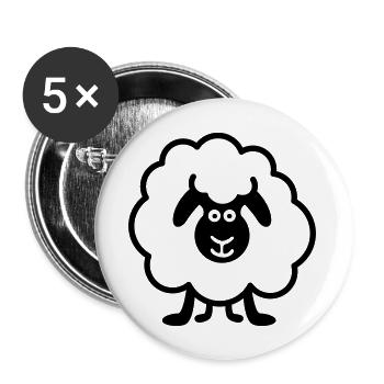 Schaf - Buttons groß 56 mm (5er Pack) - Weiß - Vorne