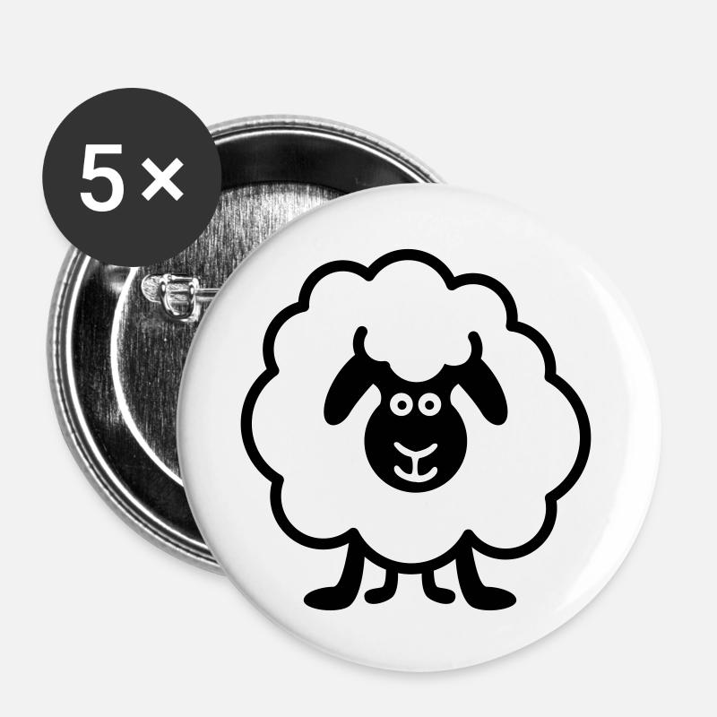 sheep - Buttons large 2.2''/56 mm (5-pack) - white