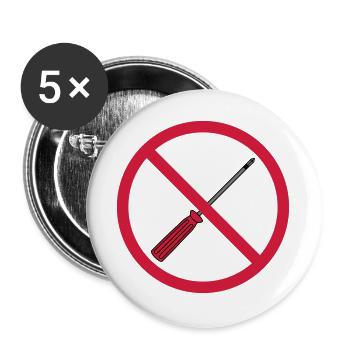 aucun tournevis interdit signe mech - Lot de 5 grands badges (56 mm) - blanc - Devant