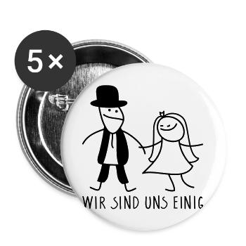 Brautpaar - Buttons groß 56 mm (5er Pack) - Weiß - Vorne