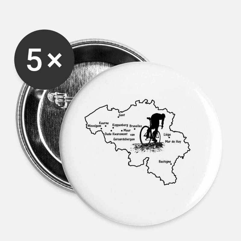 Belgium - Buttons large 2.2''/56 mm (5-pack) - white