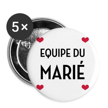Equipe du Marié / Mariage / EVJF / EVG / Amour - Lot de 5 grands badges (56 mm) - blanc - Devant