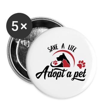 Animal Protection Animal Rescue Save Animal Rights Gift - Buttons large 2.2''/56 mm (5-pack) - white - Front