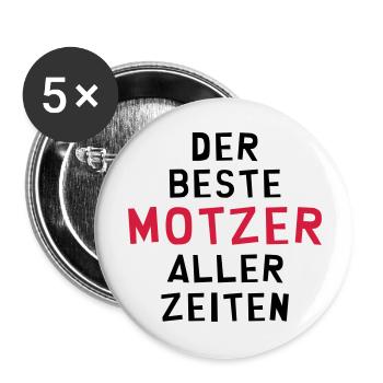 Motzer Motzerin meckern Nörgler Nörglerin motzig - Buttons groß 56 mm (5er Pack) - Weiß - Vorne