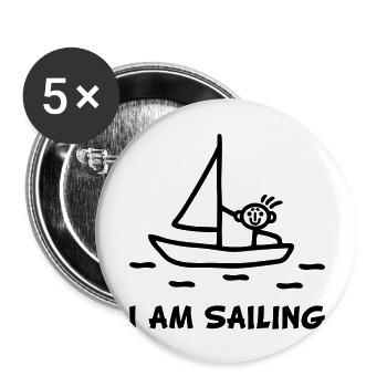I am sailing - Buttons groß 56 mm (5er Pack) - Weiß - Vorne
