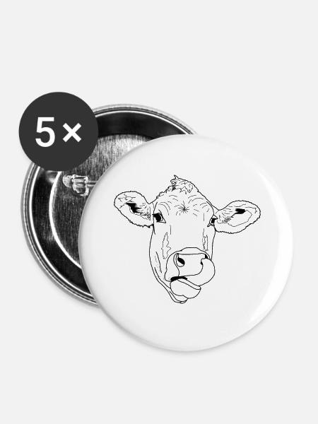 Leckende Kuh - Buttons groß 56 mm (5er Pack) - Weiß