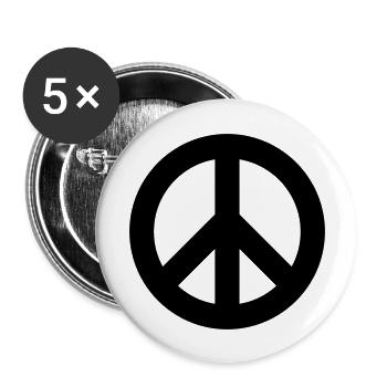 Peace Logo - Buttons groß 56 mm (5er Pack) - Weiß - Vorne