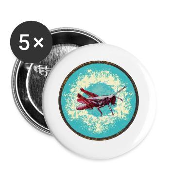 Illustration détaillée de sauterelle - Lot de 5 grands badges (56 mm) - blanc - Devant