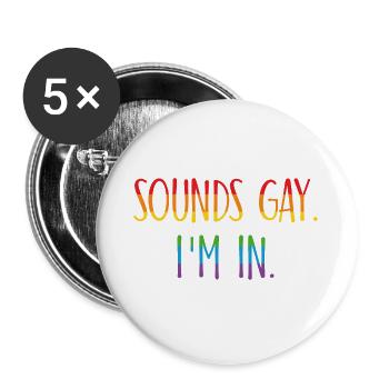 Sons Gay I’m en cadeau LGBT - Lot de 5 grands badges (56 mm) - blanc - Devant