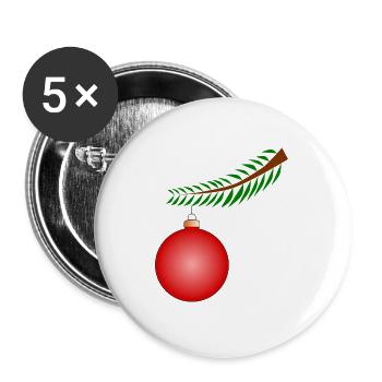 Christmas ball on the branch - Red - Buttons large 2.2''/56 mm (5-pack) - white - Front