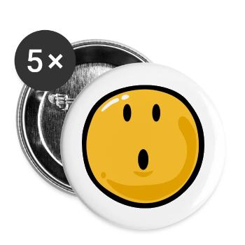 Smiley surprised - Buttons large 2.2''/56 mm (5-pack) - white - Front