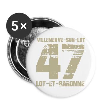 Aquitaine Lot et Garonne 47 Villeneuve sur Lot - Lot de 5 grands badges (56 mm) - blanc - Devant