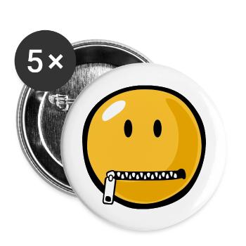 Smiley zipped mouth - Buttons groß 56 mm (5er Pack) - Weiß - Vorne