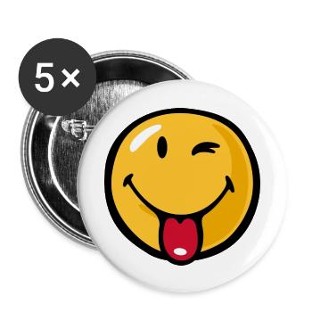 Smiley playful - Buttons large 2.2''/56 mm (5-pack) - white - Front