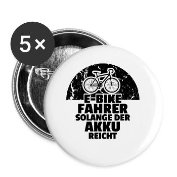 Fahrrad – Shirt Radsport Elektrofahrrad Geschenk - Buttons groß 56 mm (5er Pack) - Weiß - Vorne
