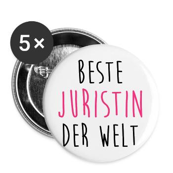 Jurist Juristin Rechts Richter Richterin Polizei - Buttons groß 56 mm (5er Pack) - Weiß - Vorne