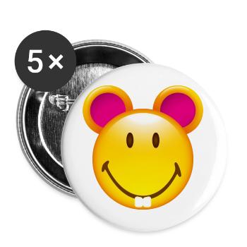 Smiley Mouse - Buttons groß 56 mm (5er Pack) - Weiß - Vorne