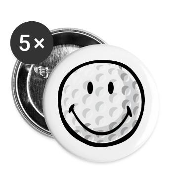 Smiley Golf Ball - Buttons groß 56 mm (5er Pack) - Weiß - Vorne