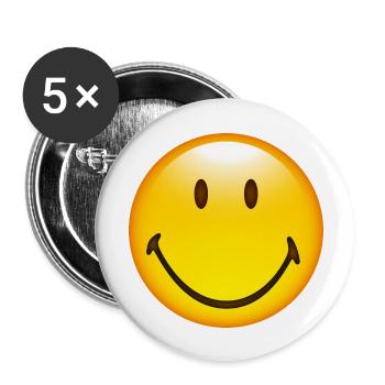 Smiley Glossy Happy - Lot de 5 grands badges (56 mm) - blanc - Devant