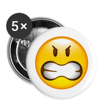 Smiley Glossy Anger - Lot de 5 grands badges (56 mm) - blanc - Devant