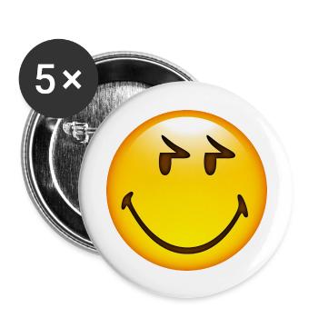 Smiley Glossy Eyelids - Buttons groß 56 mm (5er Pack) - Weiß - Vorne