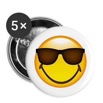 Smiley Glossy Sunglasses - Lot de 5 grands badges (56 mm) - blanc - Devant