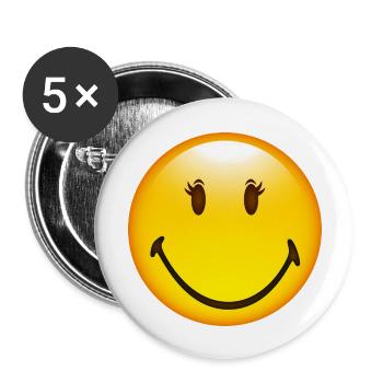Smiley Glossy Happy Eyelashes - Lot de 5 grands badges (56 mm) - blanc - Devant