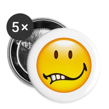 Smiley Glossy Doubt - Buttons large 2.2''/56 mm (5-pack) - white - Front