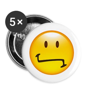 Smiley Unsure - Buttons groß 56 mm (5er Pack) - Weiß - Vorne