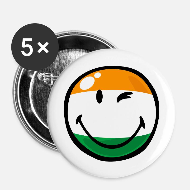 Smiley India - Buttons large 2.2''/56 mm (5-pack) - white