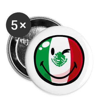 Smiley Mexico - Lot de 5 grands badges (56 mm) - blanc - Devant