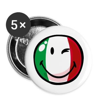 Smiley Italy - Buttons groß 56 mm (5er Pack) - Weiß - Vorne