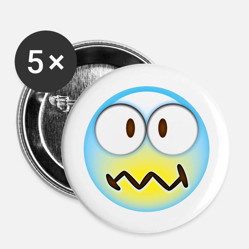 Smiley Creepy - Buttons large 2.2''/56 mm (5-pack) - white