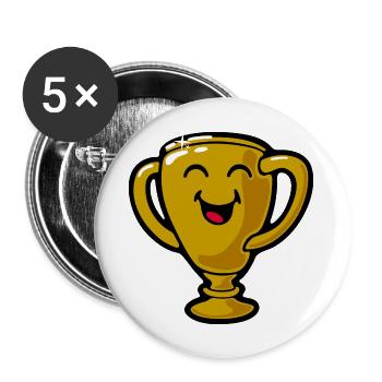 Smiley Trophy - Buttons groß 56 mm (5er Pack) - Weiß - Vorne