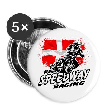 Speedway - Denmark Flag - Buttons groß 56 mm (5er Pack) - Weiß - Vorne