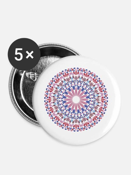 Mandala - Buttons groß 56 mm (5er Pack) - Weiß