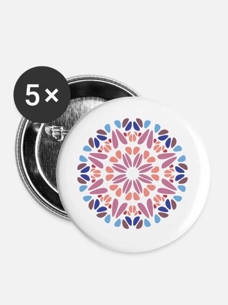 Mandala - Buttons groß 56 mm (5er Pack) - Weiß