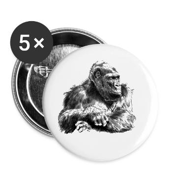 gorilla - Lot de 5 grands badges (56 mm) - blanc - Devant