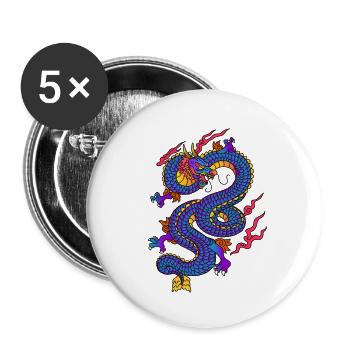 dragon - Lot de 5 grands badges (56 mm) - blanc - Devant