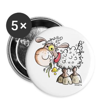 Schaf auf der Weide - Buttons groß 56 mm (5er Pack) - Weiß - Vorne