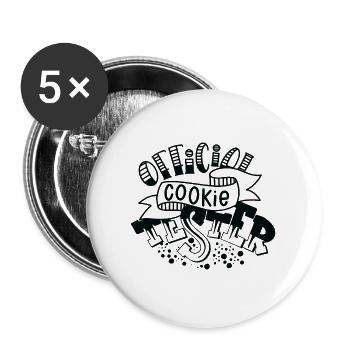 Offizieller Cookie-Tester - Buttons groß 56 mm (5er Pack) - Weiß - Vorne